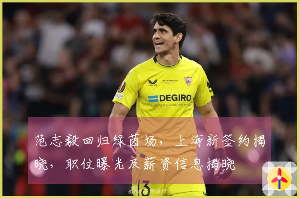 范志毅回归绿茵场，上海新签约揭晓，职位曝光及薪资信息揭晓